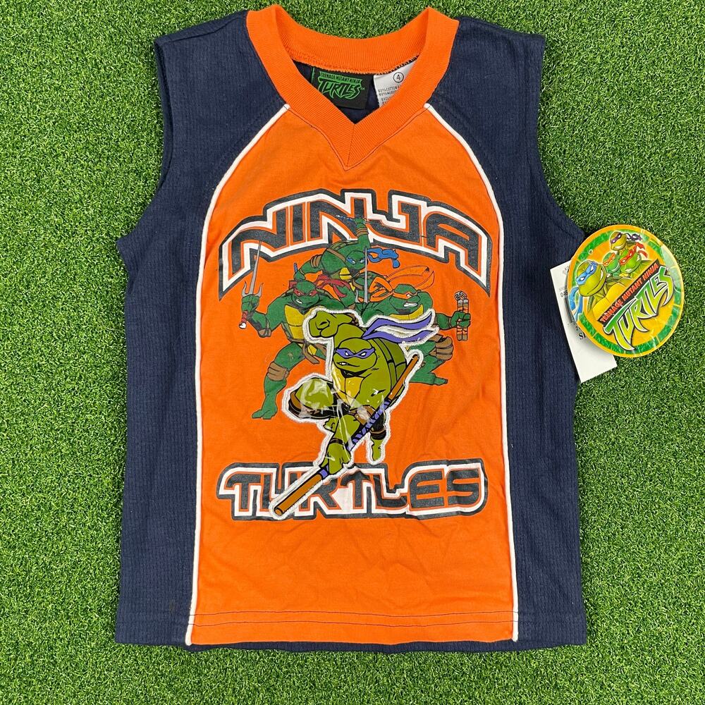 Teenage Mutant Ninja Turtles Boys Orange Classic Retro Knit Tank Top Sz 4 NEW